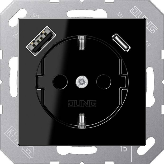 Jung SCHUKO Steckdose mit USB Typ AC A1520-15CASW (A1520-15CASW)-0