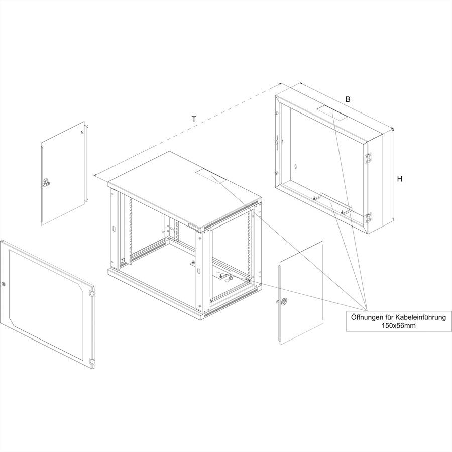 CONTEG RUN armadio a parete Comfort 12 U (HxLxP) 624x600x500 mm-1