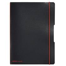 herlitz Notizheft my.book flex, A4, PP-Cover, schwarz abgerundete Ecken, Verschluss- und Haltegummi in rot, - 1 Stück (1-1