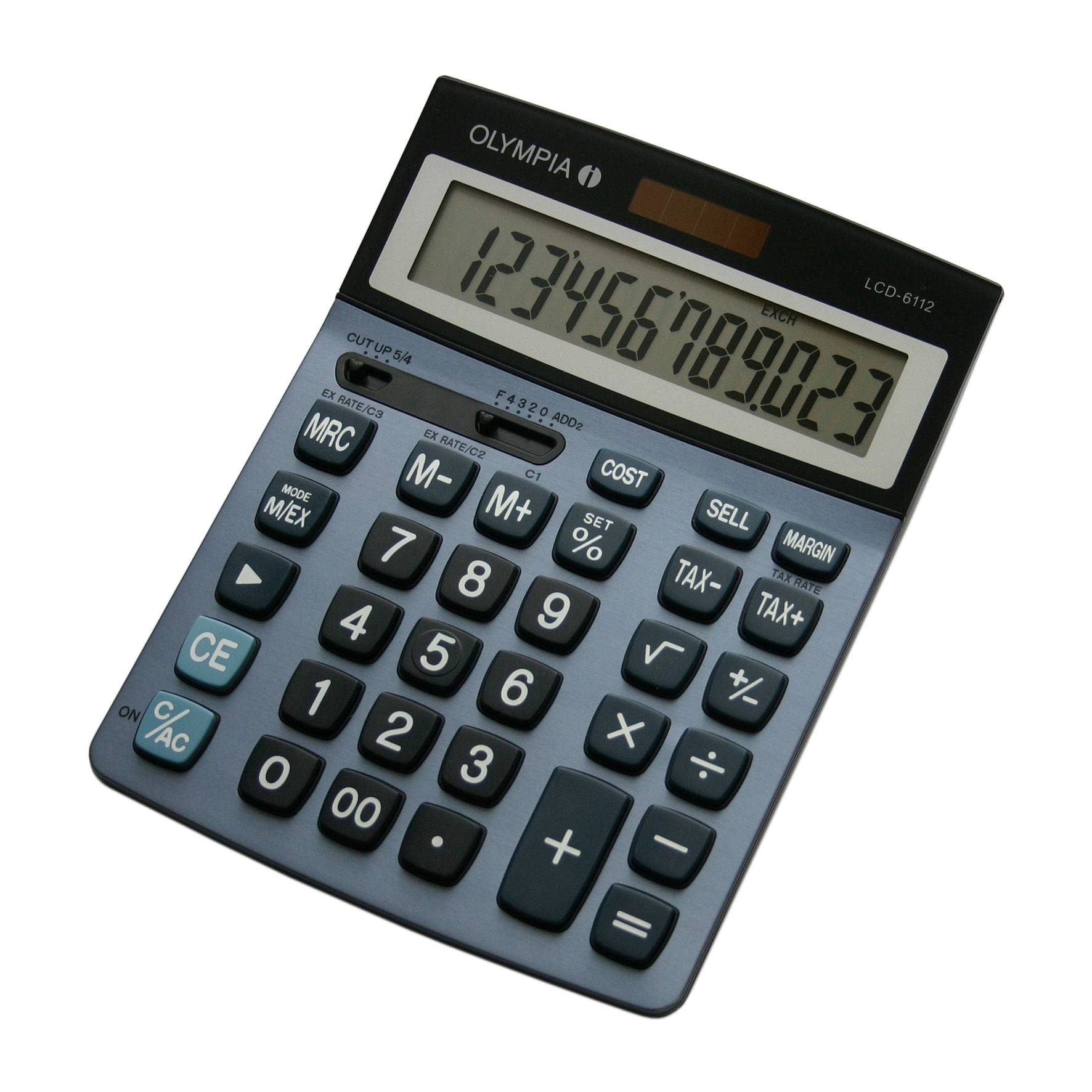 Olympia LCD 6112 Calcolatrice da tavolo Blu Display (cifre): 12 a energia solare, a batteria (L x A x P) 147 x 43 x 206 -1