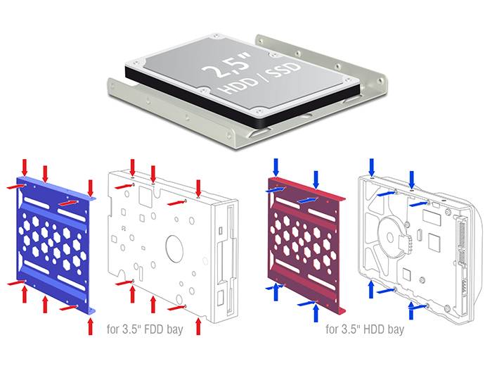 DeLOCK Installation Frame - Speichereinschubadapter - 8,9 cm to 6,4 cm (3.5" auf 2.5") - Blau (21291)-1