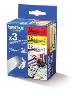 Brother TZe-31M3 - Nero su rosso, Nero su bianco, Nero su giallo - Rotolo (1,2 cm x 8 m)-1