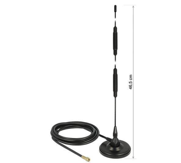 Delock GSM Antenne SMA Stecker 7 dBi starr omnidirektional mit magnetischem Standfuß und Anschlusskabel RG-58 3 m outdoo-1