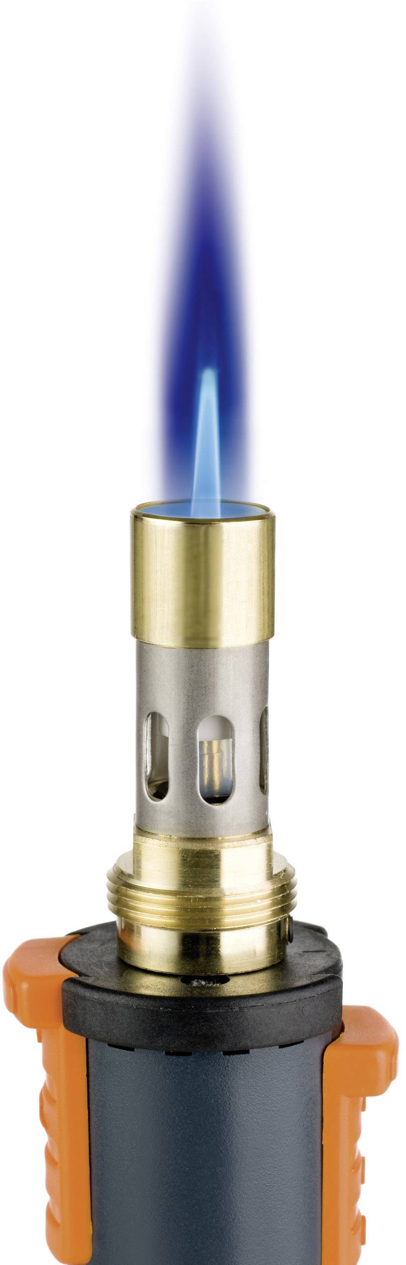 Un piccolo bruciatore a gas con fiamma blu. Adatto per lavori di saldatura precisi o progetti artigianali.