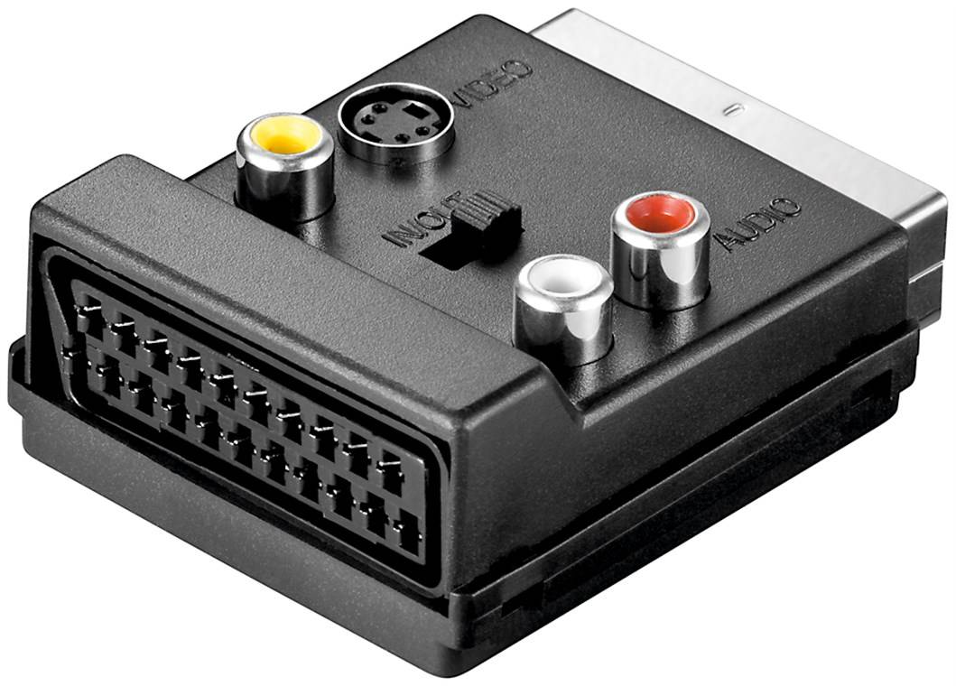 Adattatore Goobay da Scart a video composito e S-Video, IN/OUT, con passaggio Scart - Spina Scart (21 pin) > Presa...-0