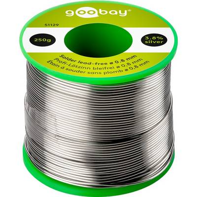 Saldante professionale Goobay senza piombo, ø 0,8 mm, 250 g - composizione: 3,8% argento, 0,7% rame, 93,8% stagno,...-0