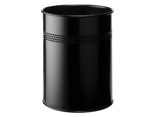 Cestino gettacarte DURABLE cilindrico con superficie perforata acciaio 15 l nero - 330001