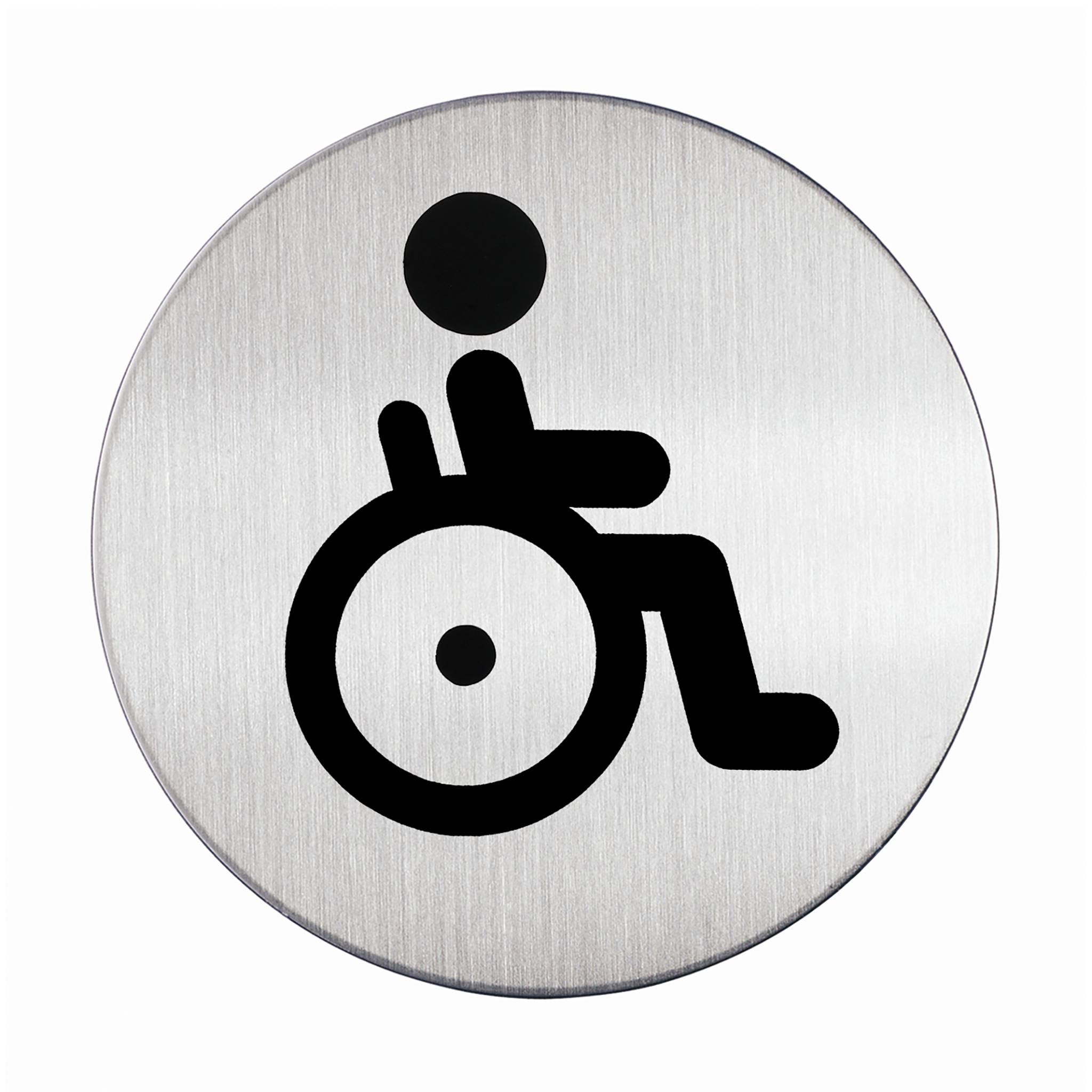 Pittogramma in Acciaio Durable - Rotondo - WC Diversamente Abili - 83 mm - 4906-23 (Argento)-4