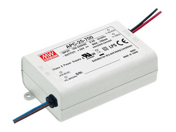 APC-25-700 - Mean Well - Alimentatore LED a Corrente Costante CC - IP42 - 25W 700mA