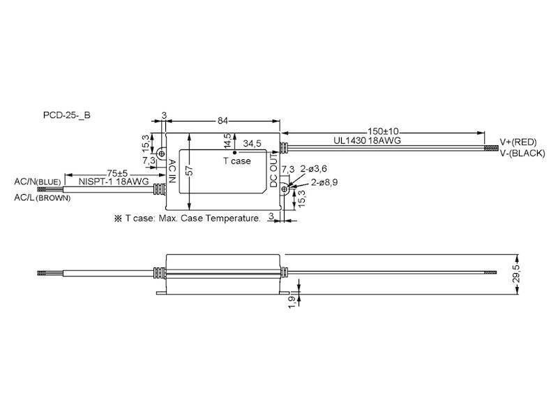 PCD-25-700B - Mean Well - Alimentatore LED 25W Corrente Costante CC 700 mA-1