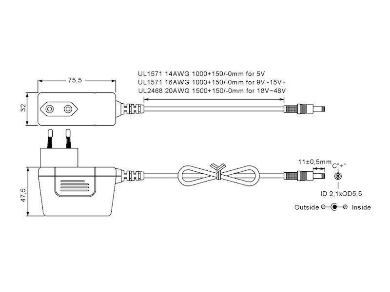 SGA40E24-P1J - Mean Well - Alimentatore Mean Well - Wallmount 30W 24V - Ingresso 100-240 VAC-1