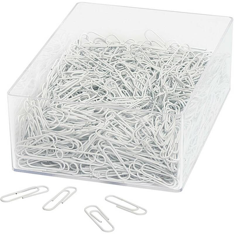 WEDO Büroklammern kunststoffummantelt, 27 mm, weiß aus Metall mit Plastiküberzug (901 244600)