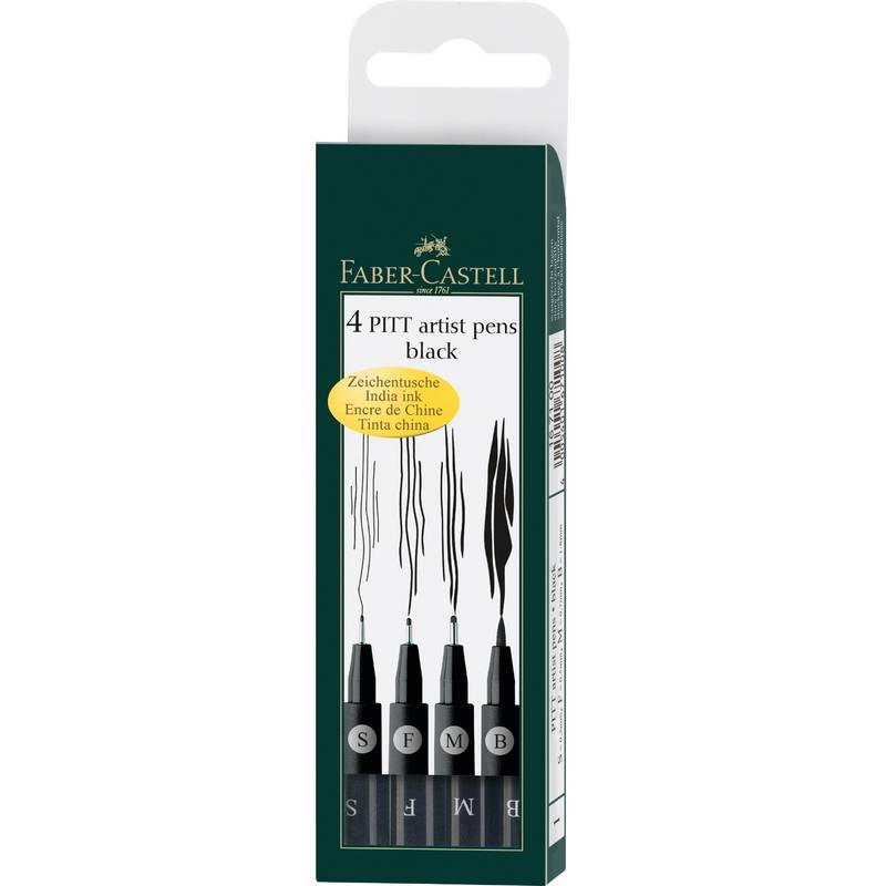 Faber-Castell 167100 penna tecnica Multi Nero 4 pz (Faber-Castell PITT artist - b?rstepen)-0