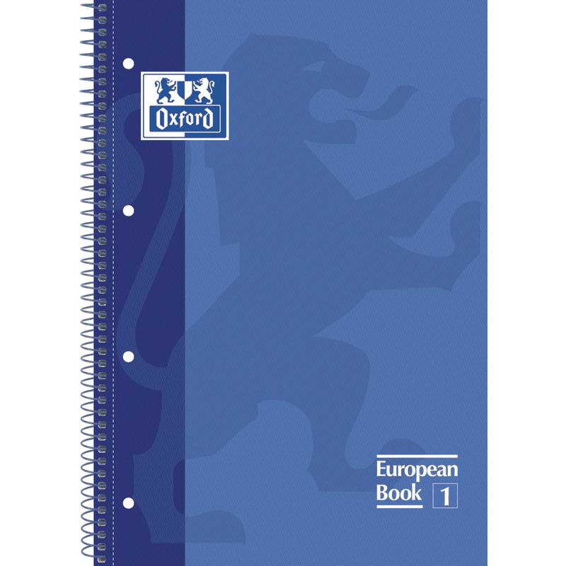 Oxford EuropeanBook1 Quaderno a spirale A4+ Gardery 5x5mm - 80 fogli - Finte blu scuro-0