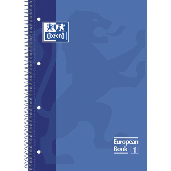 Oxford EuropeanBook1 Quaderno a spirale A4+ Gardery 5x5mm - 80 fogli - Finte blu scuro