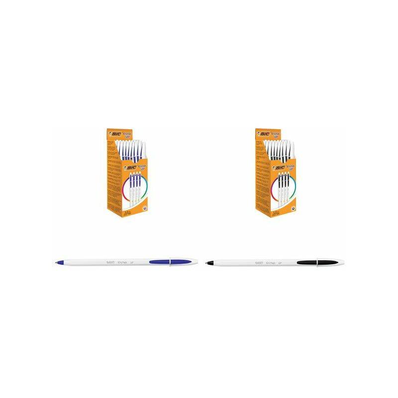 Bic Cristal Up Boligraph Boligraph - 1,2 mm SUGGERIMENTO - Inchiostro a base di olio - Corpo bianco - colore nero-0