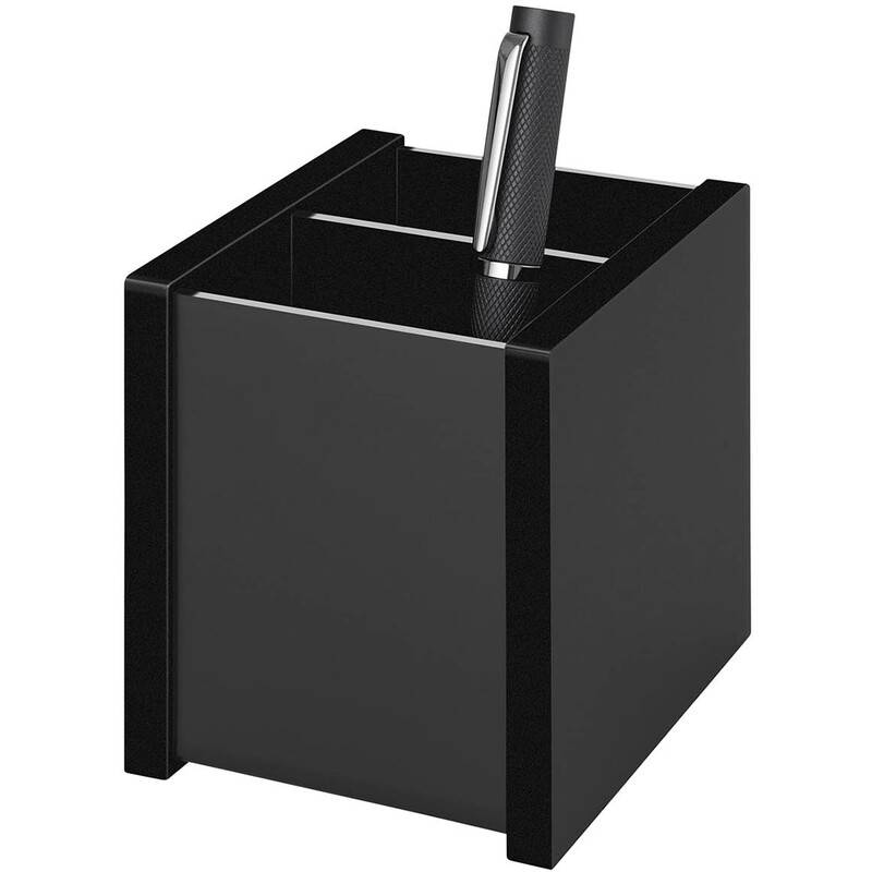 WEDO Multiköcher "black office", 2 Fächer, schwarz aus Acryl, mit transparenten Gummifüßchen, - 1 Stück (63 6001)-0