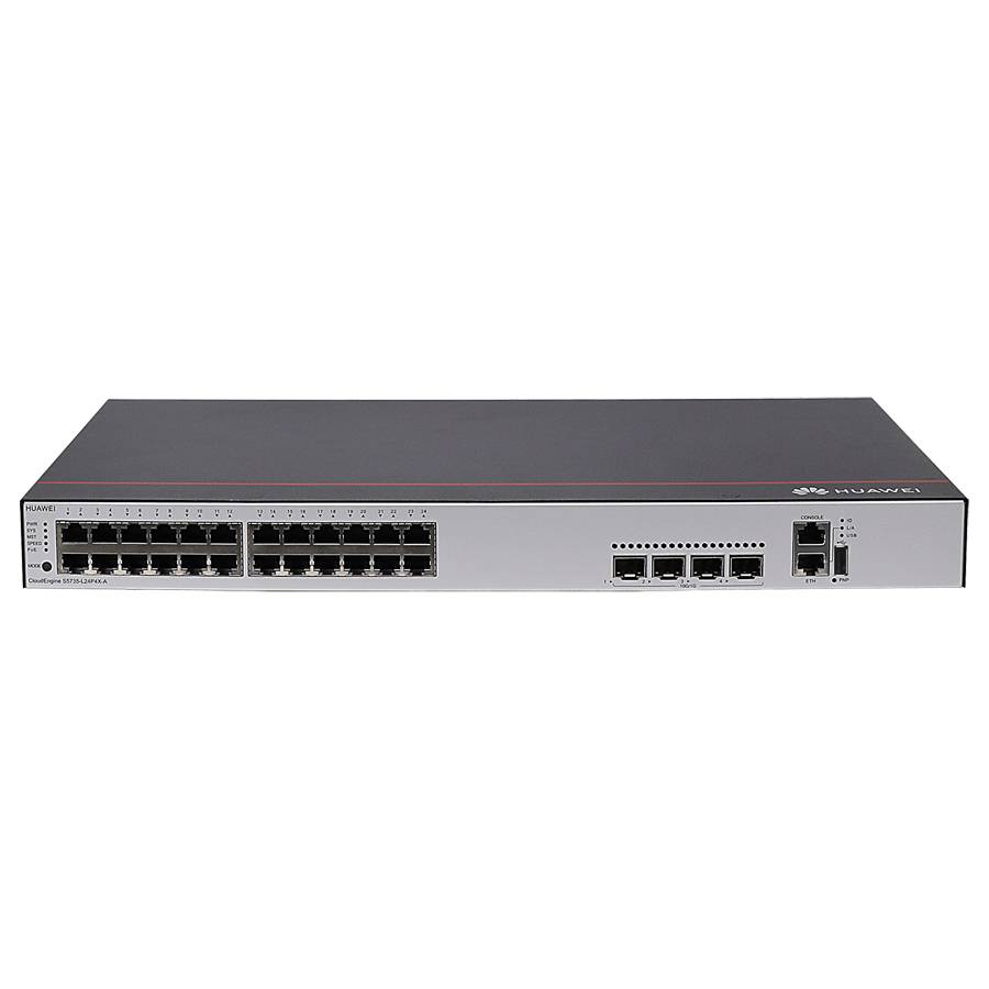 Huawei CloudEngine S5735-L24P4X-A - Switch - L3 - gestito - 24 x 10/100/1000 (PoE) 4 x 10 Gigabit SFP (Uplink) - montab-0