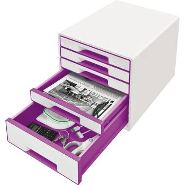 Leitz Wow Cube scatola per la conservazione di documenti Gomma Viola, Bianco-1
