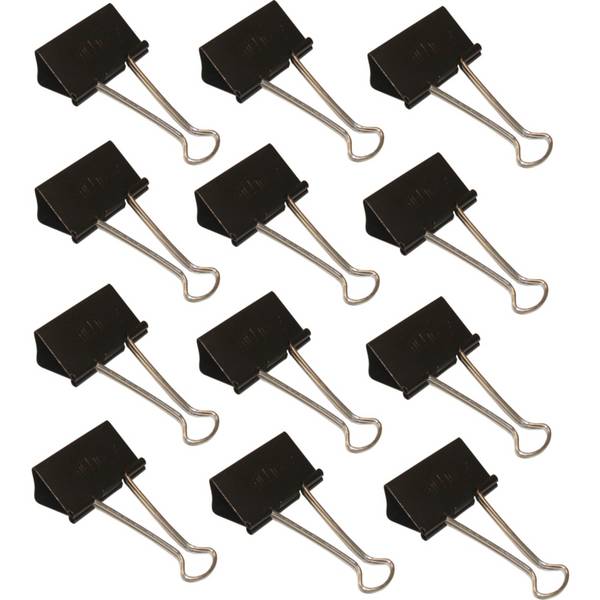 WEDO Foldback-Klammer (B)51 mm, Klemmweite: 28 mm, schwarz aus lackiertem Metall, mit abnehmbaren vernickelten Bügeln (6
