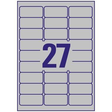 Immagine simbolo per Etichette permanenti poliestere argento Avery 63,5x29,6 mm - 27 et/foglio - laser monocolore conf. 100 ff L6011-100