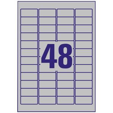 Immagine simbolo per Etichette permanenti poliestere argento Avery 45,7x21,2 mm - 48 et/foglio - laser monocolore conf. 100 ff L6009-100