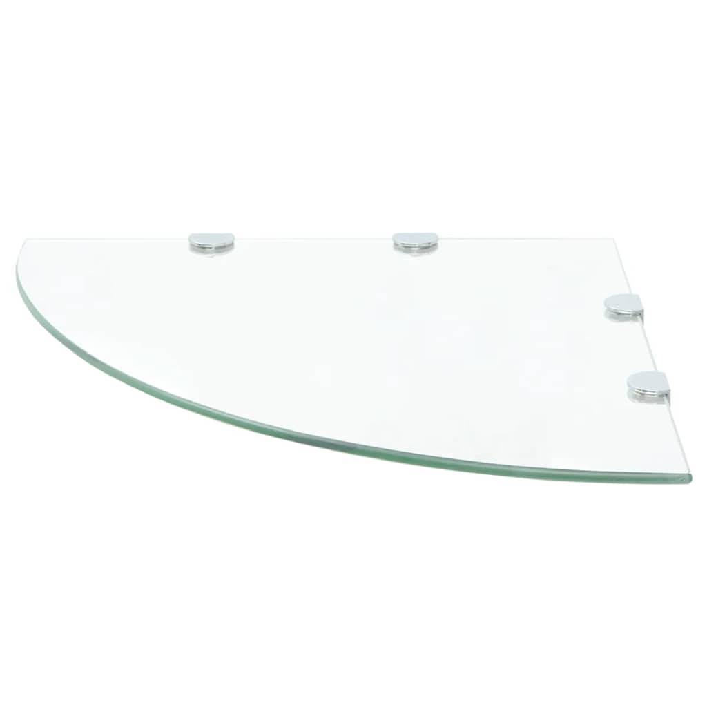 Scaffale Angolare con Supporto in Cristallo Vetro Chiaro 45x45 cm-1