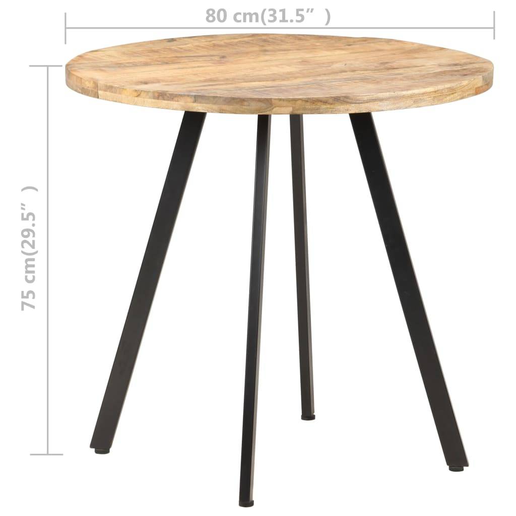 Tavolo da Pranzo 80 cm in Legno di Mango Grezzo-3