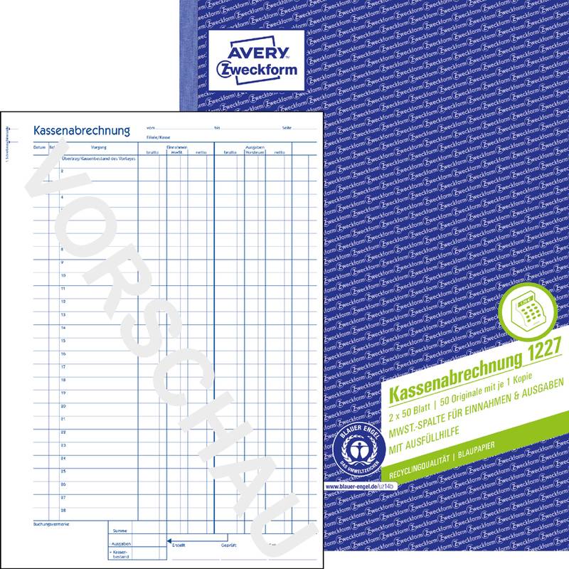 AVERY Zweckform modulo libro "contabilità di cassa" A4 - per il mercato D / A - 1 pezzo (1227)