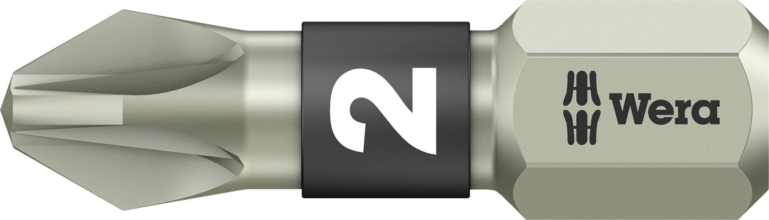 Un bit con punta a croce Phillips di Wera, misura '2', in metallo argentato.