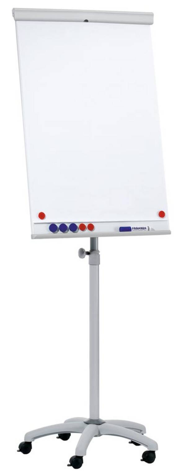 FRANKEN Flipchart X-tra! Line Mobil, höhenverstellbar bis zu einer Gesamthöhe von 2.000 mm, mit Blockhalter (EL-FC31)