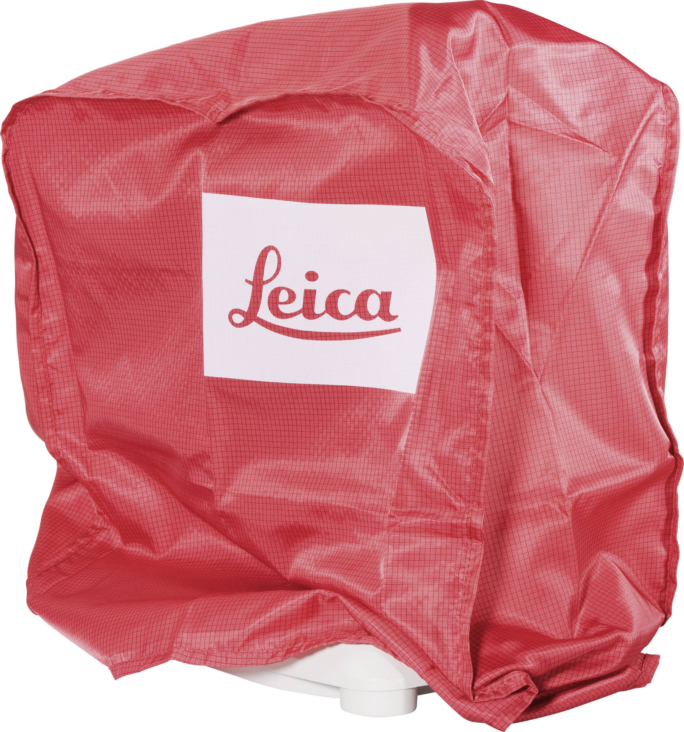 Copertura protettiva rossa con logo bianco 'Leica', adatta per un righello da rilievo Leica. Protegge lo strumento da polvere e agenti atmosferici.