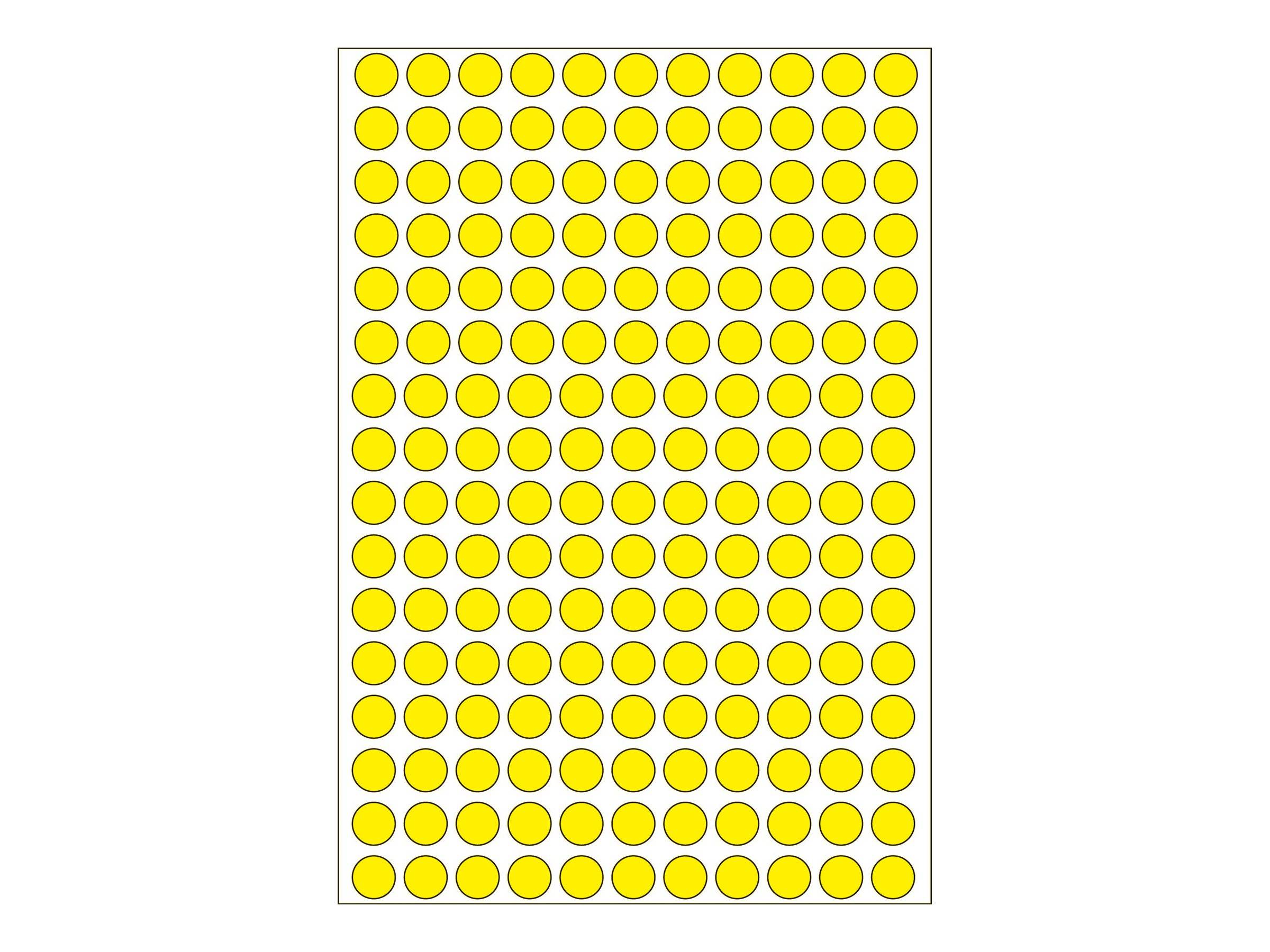 HERMA - Selbstklebende Papieretiketten, rund - Gelb - 8 mm rund 5632 Etikett(en) (32 Bogen x 176) (2211)-1