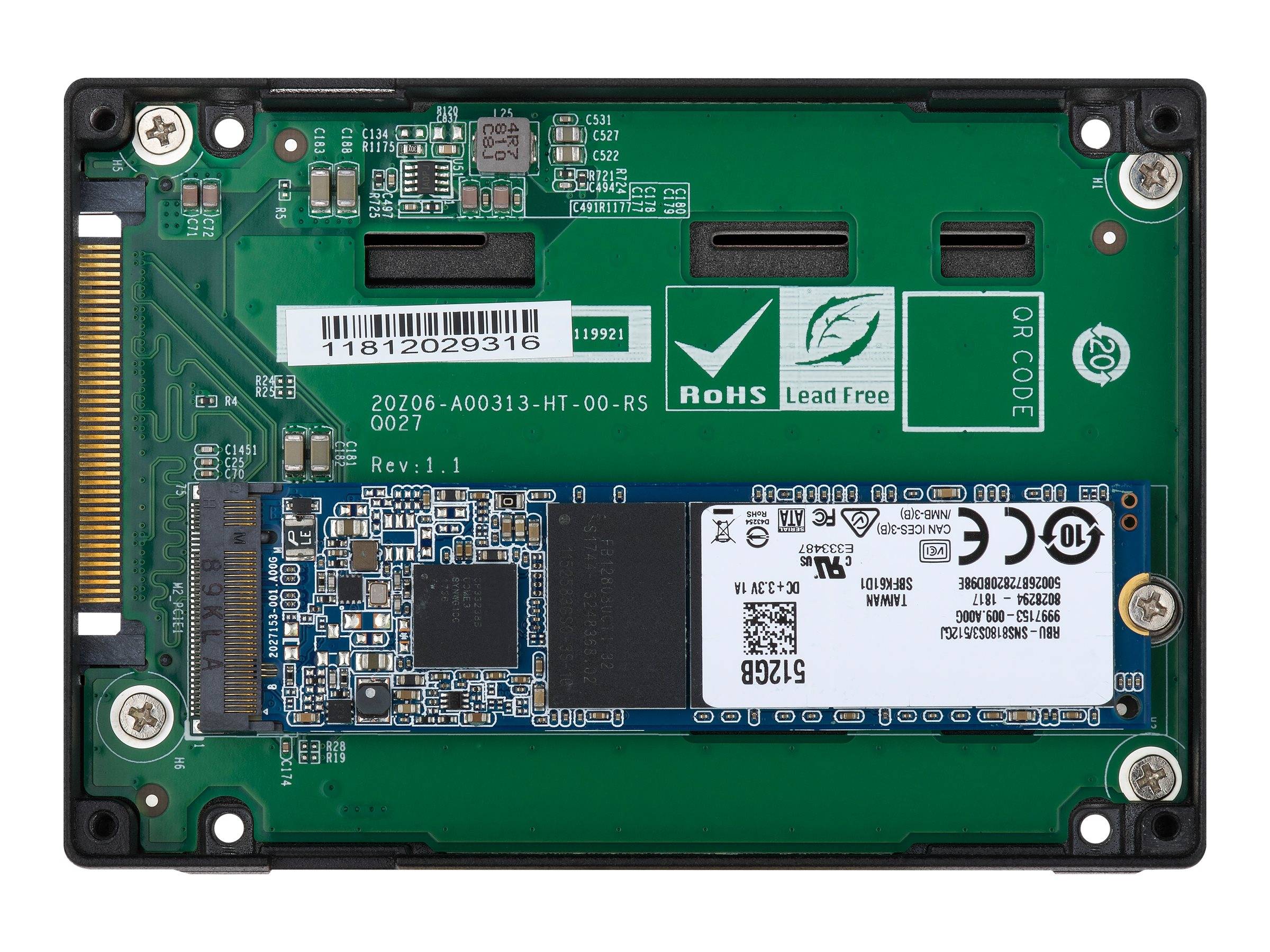 Adattatore QNAP per usare un SSD M.2 PCIe NVMe in un vano unit SSD U.2 PCIe NVMe per PC e NAS-4