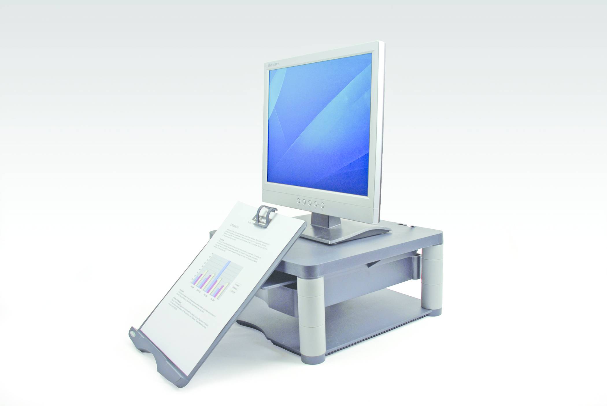Rialzo per monitor Fellowes Premium Plus Range Altezza: 6.4 fino a 16.5 cm Grafite-3
