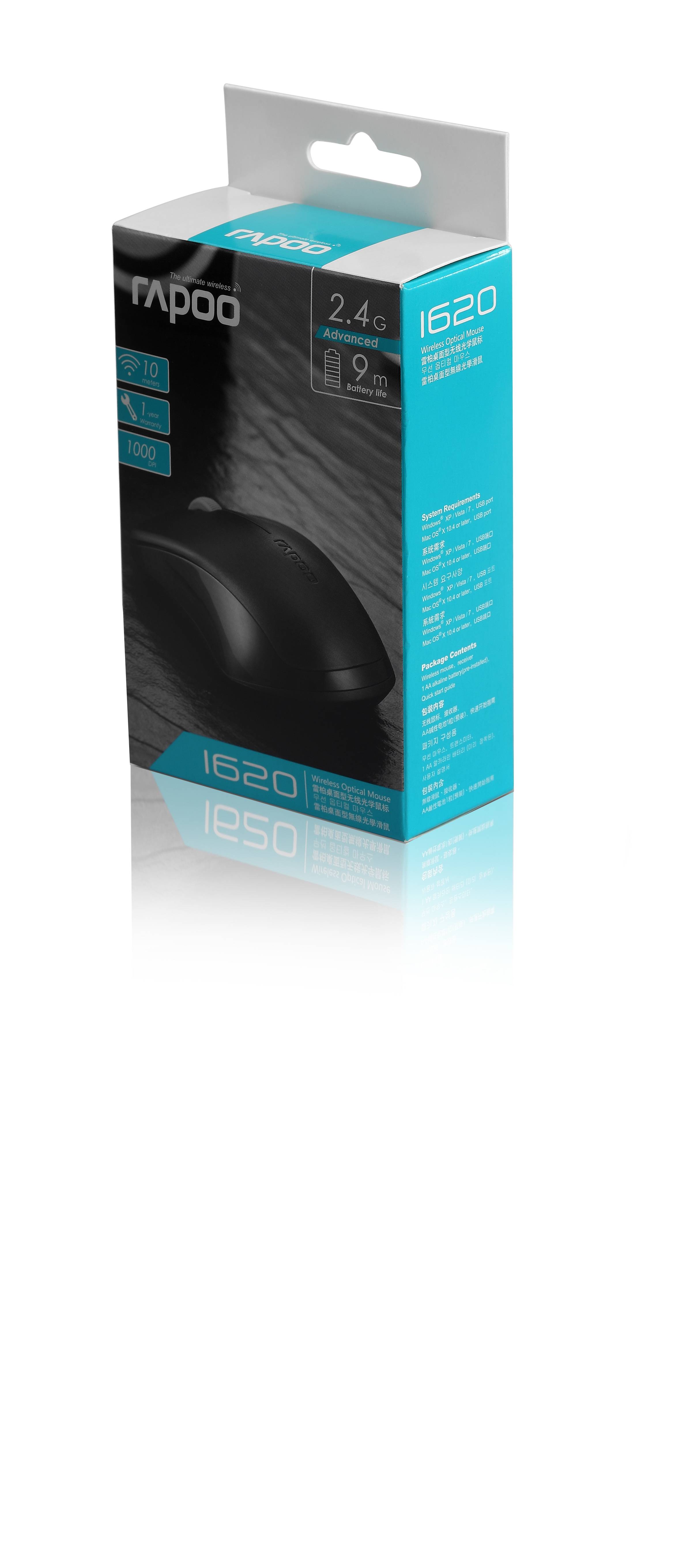 Rapoo 1620 - Maus - optisch - kabellos - 2.4 GHz - kabelloser Empfänger (USB)-4