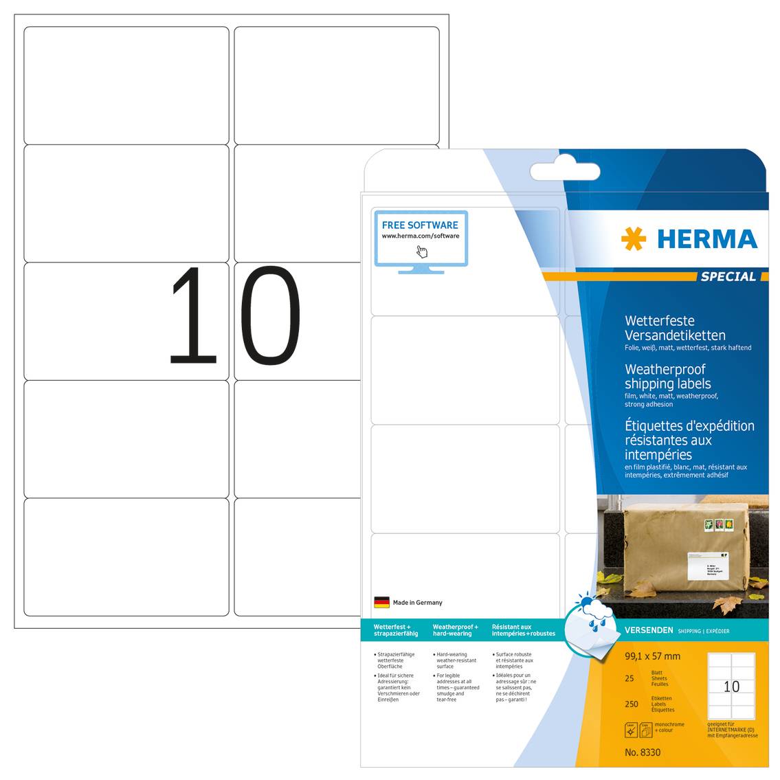 Etichette di spedizione HERMA SPECIAL 99,1 x 57,0 mm bianche-3