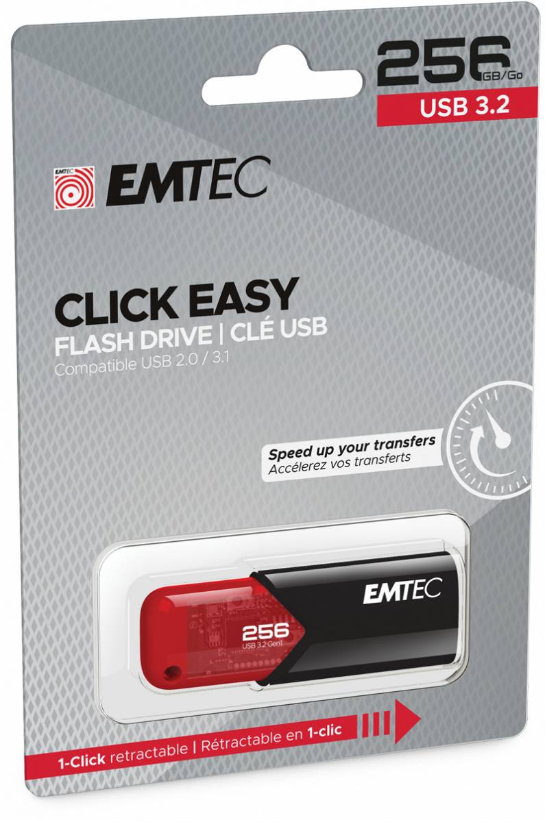Emtec Click Easy USB-Stick 256 GB USB Typ-A 3.2 Gen 1 (3.1 Gen 1) Schwarz - Rot (ECMMD256GB113)-2