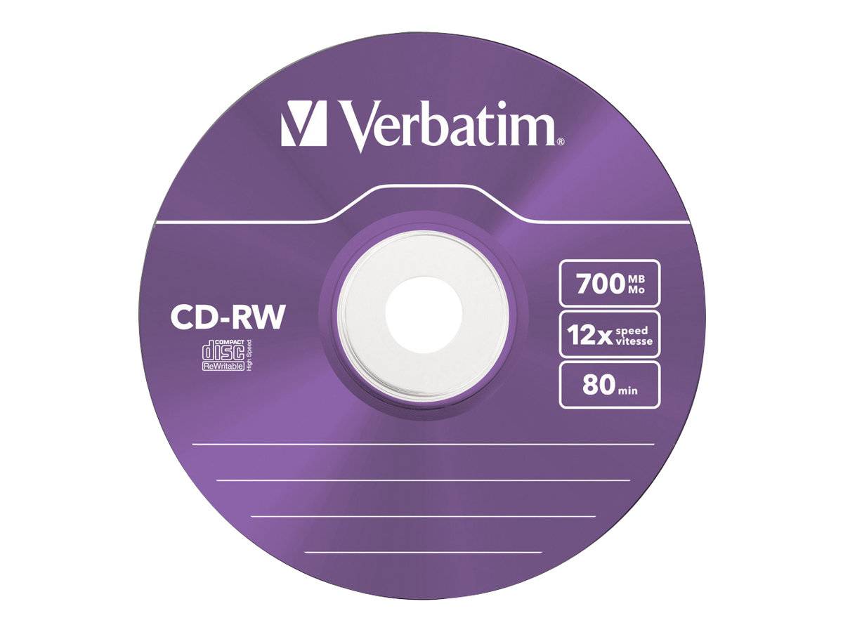 Verbatim Hi-Speed - 5 x CD-RW - 700 MB (80 Min) 8x - 12x - Slim Jewelcase - Speichermedium (43167)-0