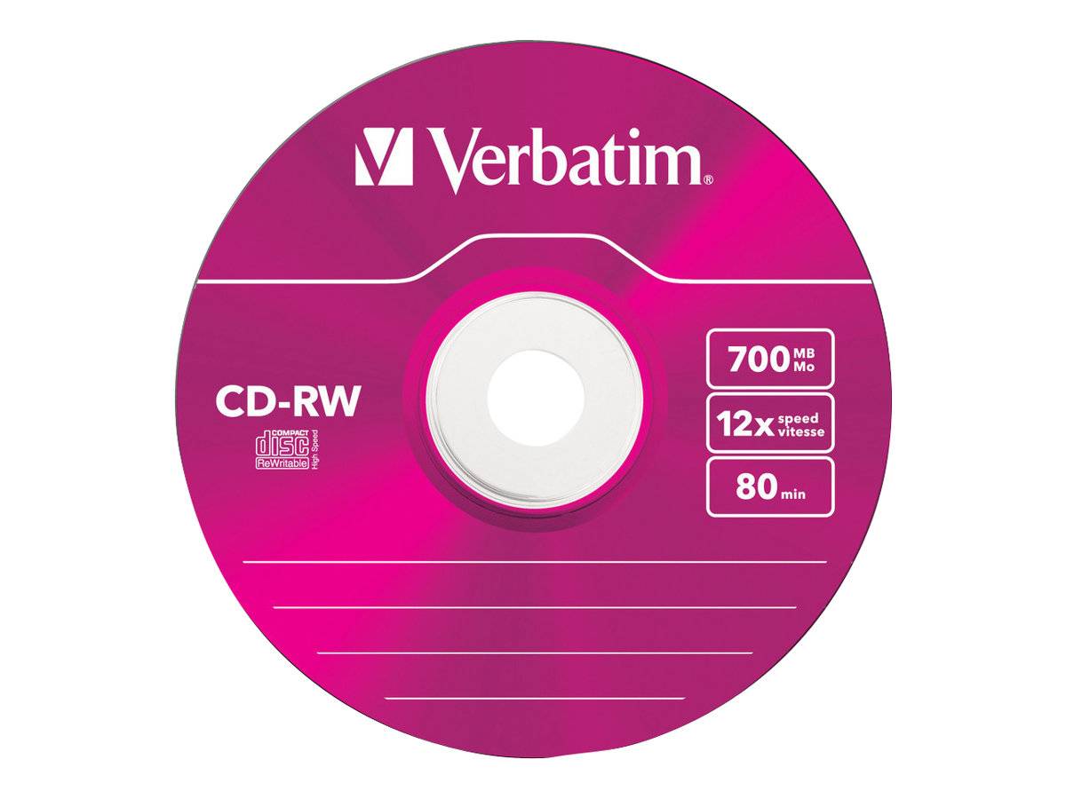 Verbatim Hi-Speed - 5 x CD-RW - 700 MB (80 Min) 8x - 12x - Slim Jewelcase - Speichermedium (43167)-2