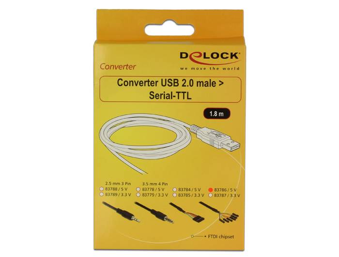 DeLock Converter USB2.0 > Serial-TTL 6 pin pin header connector individually 1,8 m (5 V) - Serieller Adapter - USB - Ser-4