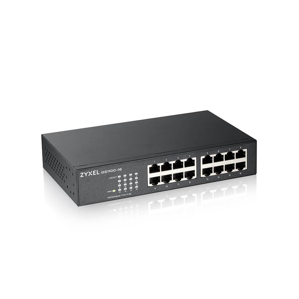 Switch Unmanaged 16 porte Gigabit design senza ventole Desktop/Rack - GS1100-16-EU0103F-2