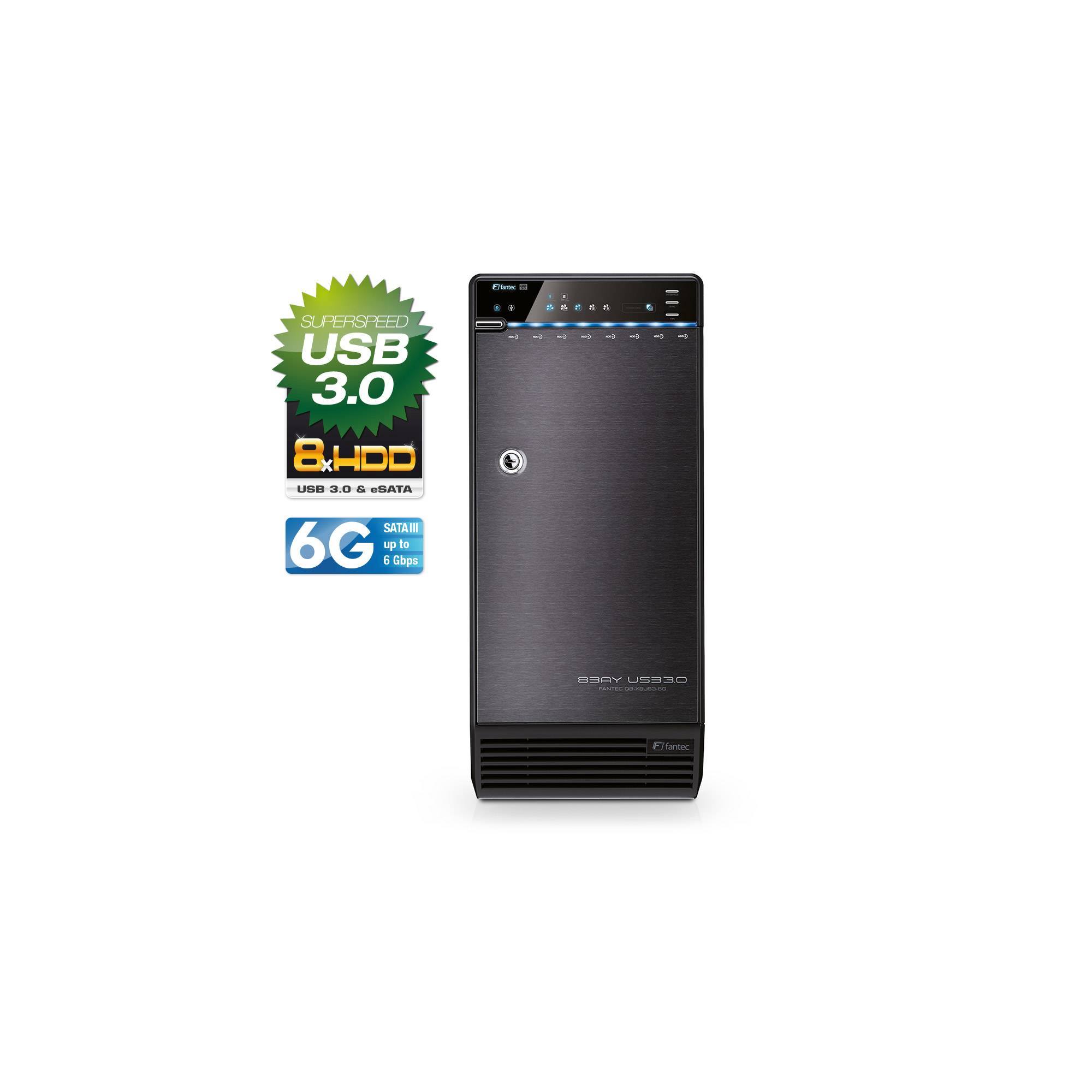 Fantec QB-X8US3-6G Box esterno, USB 3.0 & eSATA, 8x3,5" SATA 6G, alluminio nero-1
