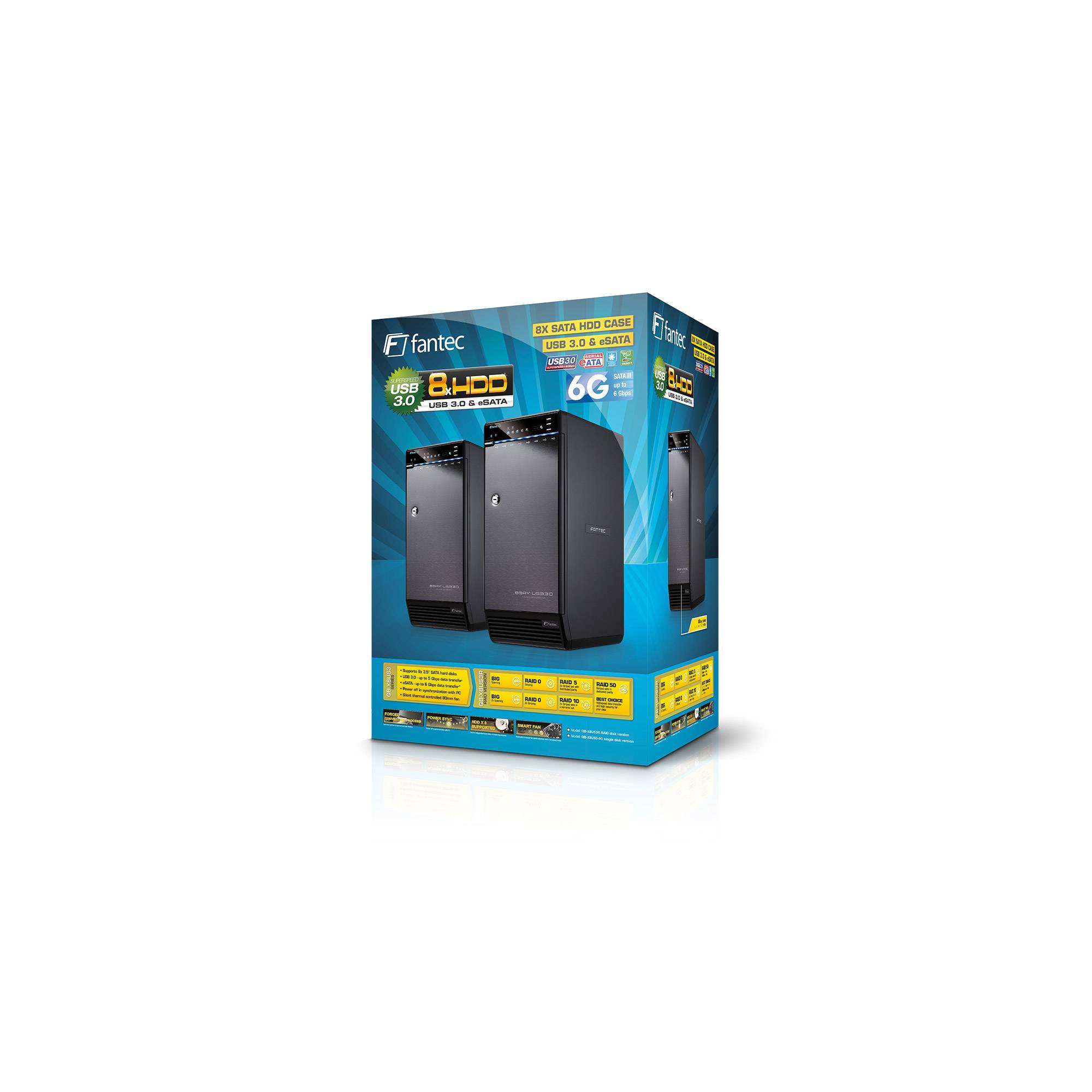 Fantec QB-X8US3-6G Box esterno, USB 3.0 & eSATA, 8x3,5" SATA 6G, alluminio nero-3