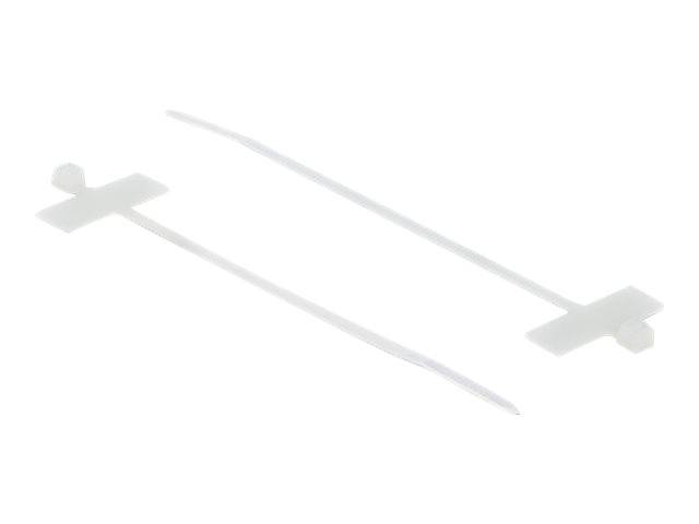 DeLOCK Cable Tie with Label Tap - Kabelbinder - 10cm - weiß (Packung mit 10) (18954)-1