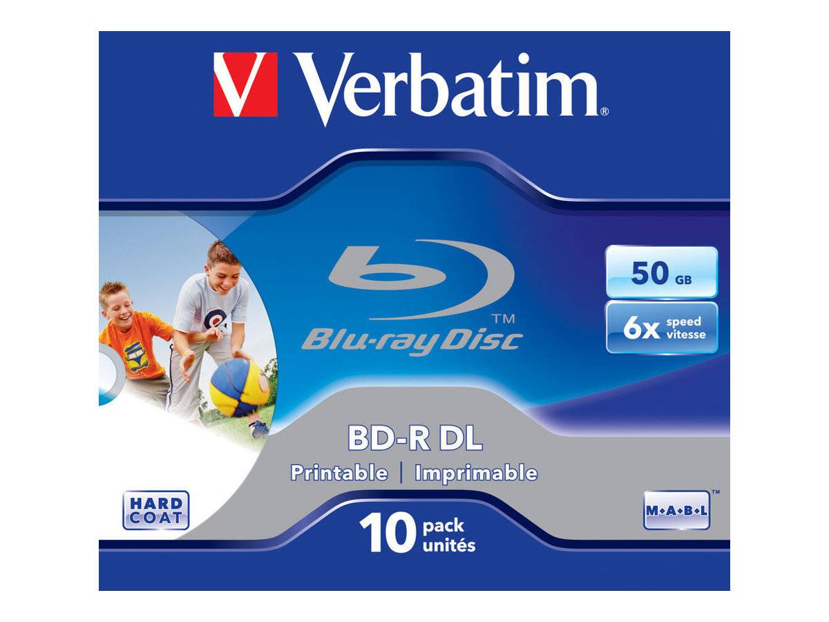 Verbatim - 10 x BD-R DL - 50GB 6x - mit Tintenstrahldrucker bedruckbare Oberfläche - Jewel Case (Schachtel) (43736)-0