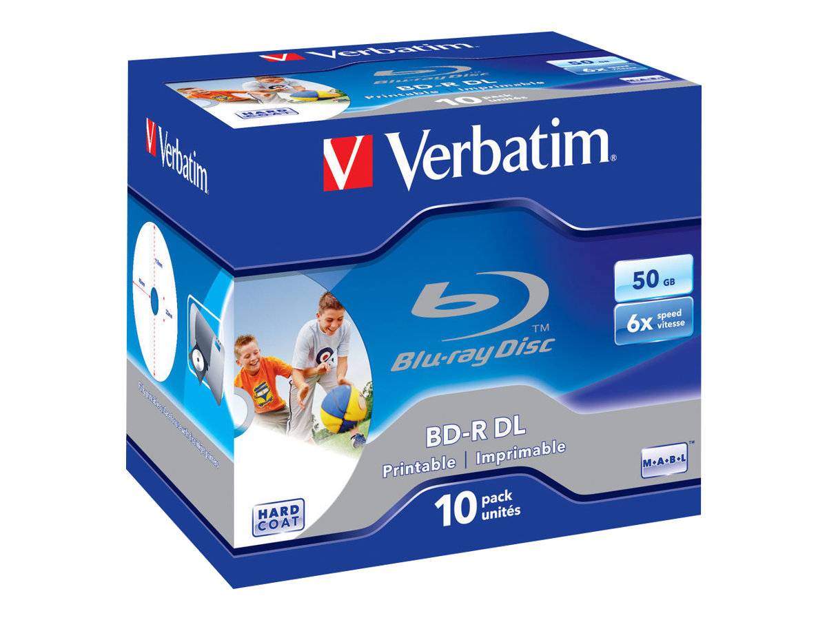 Verbatim - 10 x BD-R DL - 50GB 6x - mit Tintenstrahldrucker bedruckbare Oberfläche - Jewel Case (Schachtel) (43736)-3