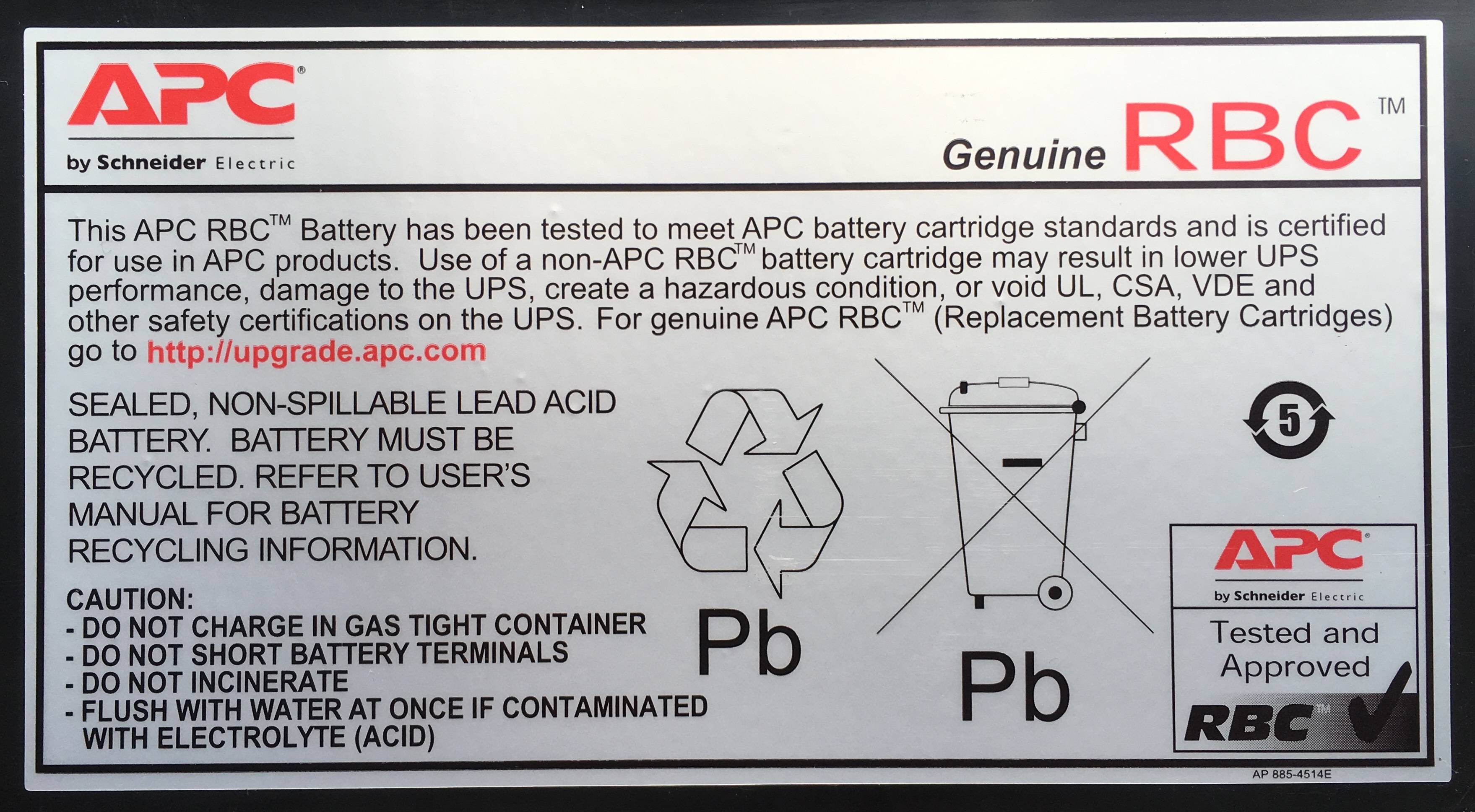 APC by Schneider Electric APC Batteria per UPS Sostituisce la batteria originale (originale) RBC12 Adatto per marchi APC-3