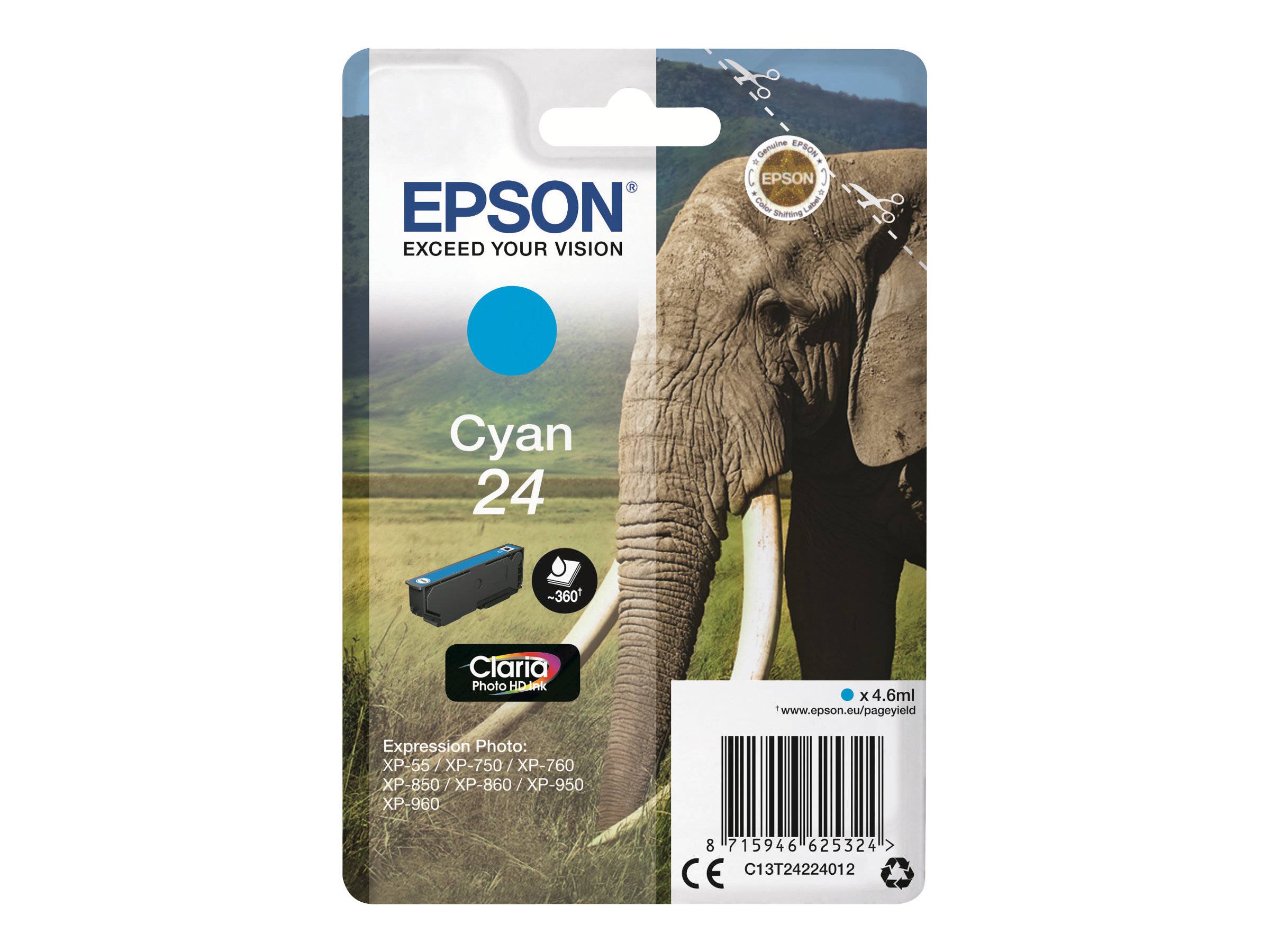 Epson Elephant Cartuccia Ciano C13T24224012-1
