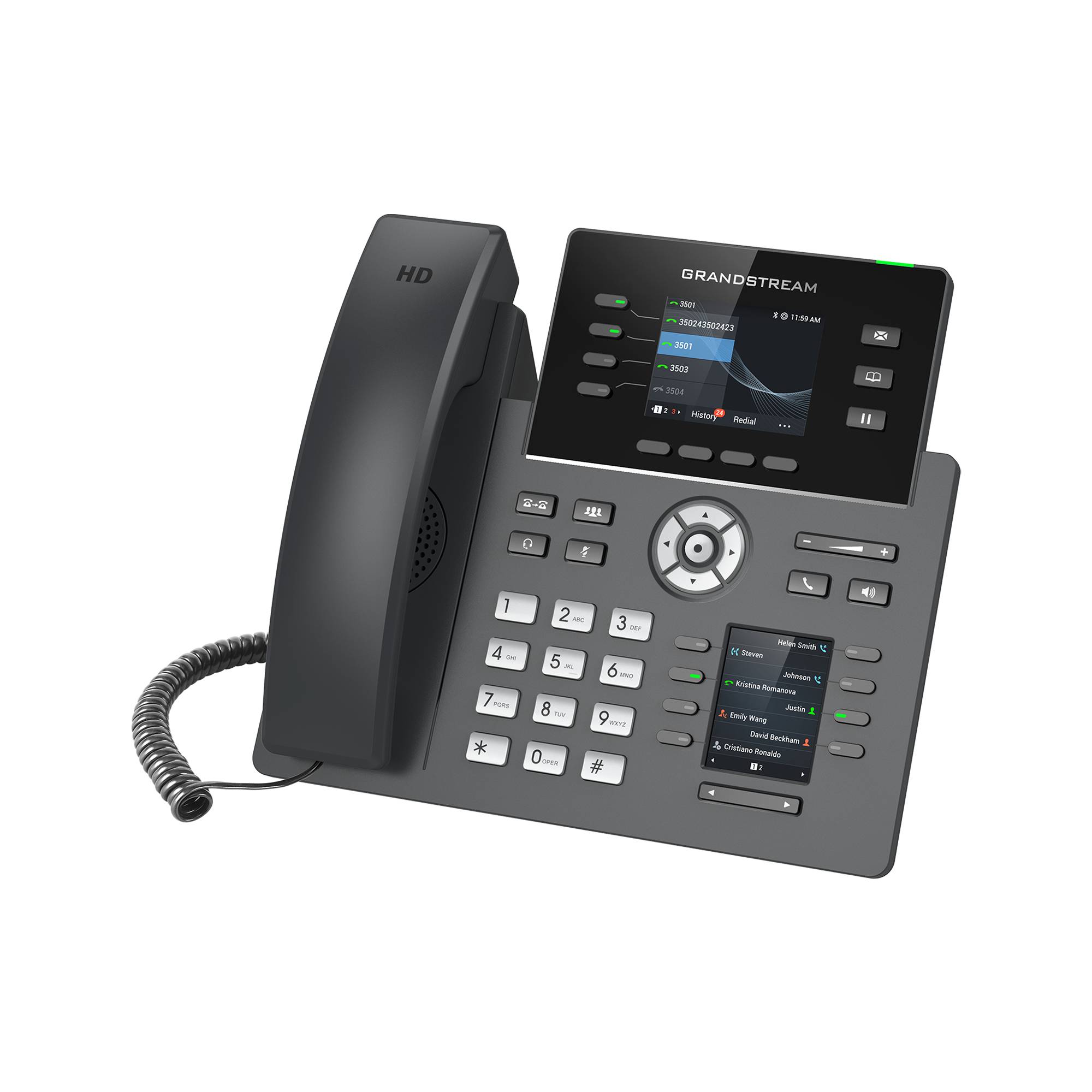 - HD audio, handset and speakerphone with support for wide-band audio- 4 line keys with up to 4 SIP accounts, 8MPK exten-3